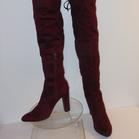 UNISA BURGUNDY OVER THE KNEE BOOTS SIZE 9.5 MEDIUM - Picture 5 of 10